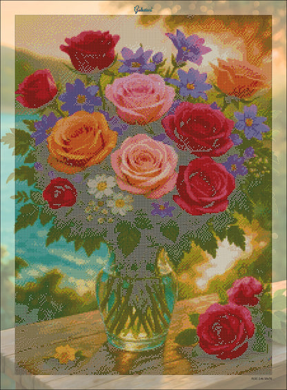 🪐Bouquet d’amour aux roses éclatantes  | Diamond Painting Premium Galaxiart