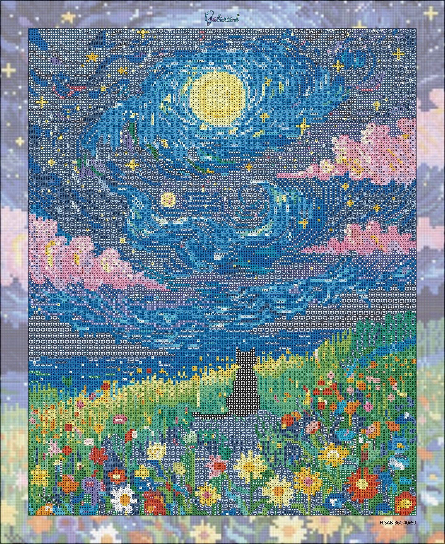 Le Chat sous la Lune – Jardin des Rêves – Diamond Painting Galaxiart
