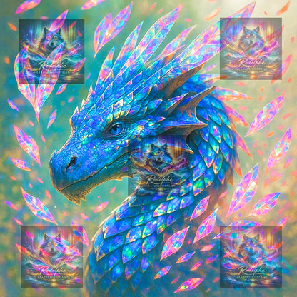 🪐Dragon, souffle de Cristal Bleu | Diamond Painting Premium Galaxiart - Collection Signature