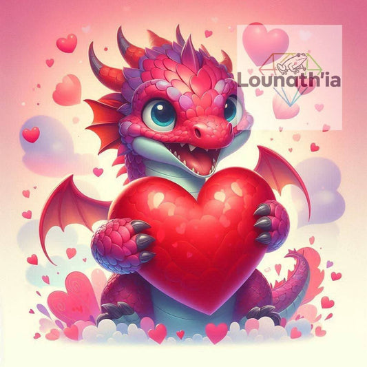 Dragon Kawaii Amour | Diamond Painting Premium Galaxiart - Collection Signature