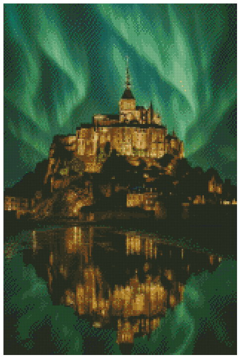 🪐Mont Saint Michel sous les Aurores Boréales – Diamond Painting Premium | Galaxiart