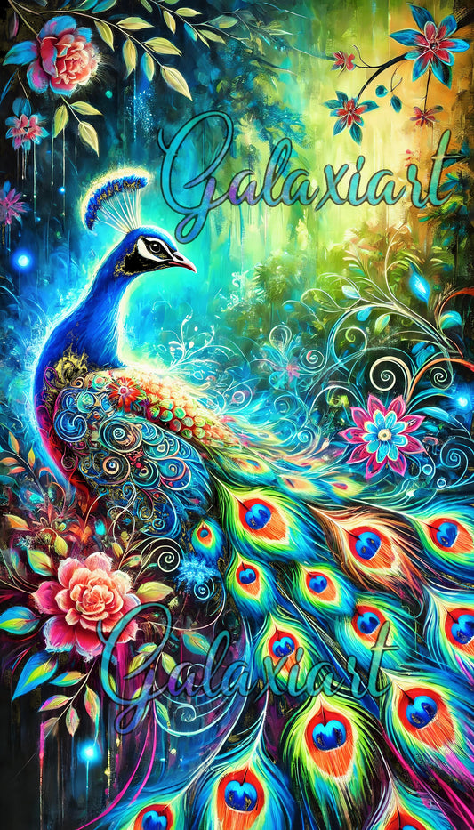 Paon Harmonie Florale | Diamond Painting Premium Galaxiart