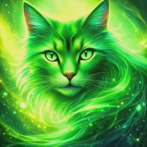Chat Emeraude Full Cristal | Diamond Painting Premium Galaxiart