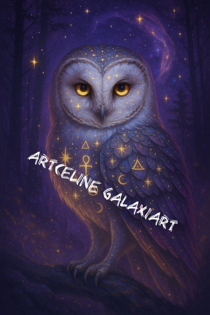 407 La Chouette Astrale – Gardienne des Étoiles | Diamond Painting Premium Galaxiart