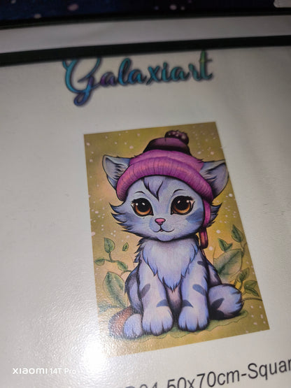 🪐 Chaton Mia, espiègle et curieuse – Diamond Painting Premium | Galaxiart