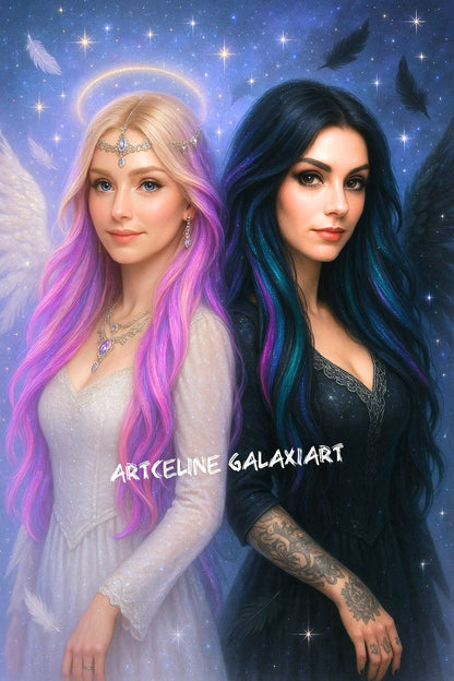 Elynia & Sandrina – Les Ailes du Destin | Diamond Painting Premium Galaxiart