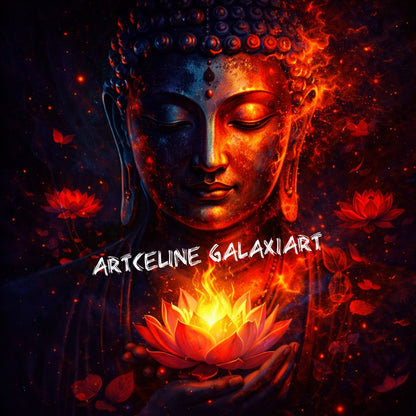 Bouddha L’Ombre et la Lumière – Le Chemin de l’Éveil  | Diamond Painting Premium Galaxiart