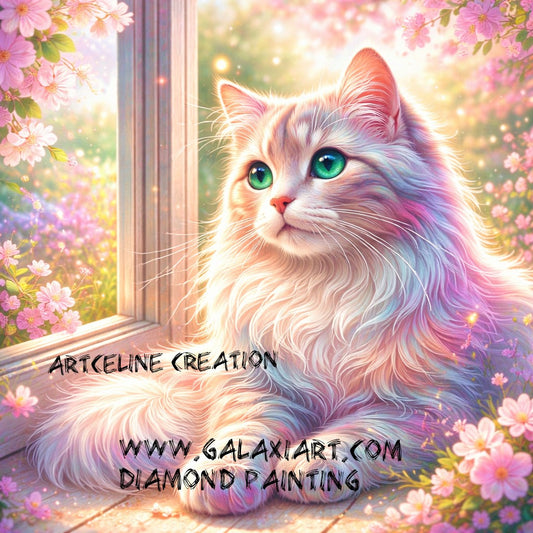 Chat Éclat de Lumière | Diamond Painting Premium Galaxiart