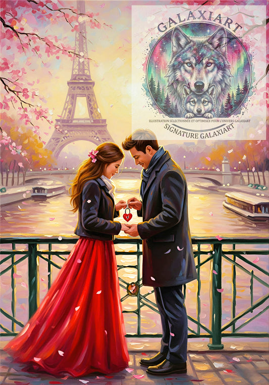 🪐 Promesse Éternelle – L’Amour au Pont des Cœurs | Diamond Painting Premium Galaxiart  - Collection Signature