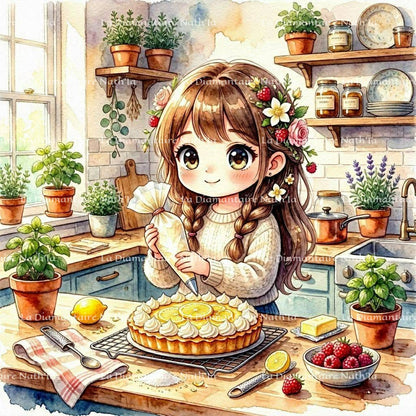 Collection Petites Pâtissières du Jardin Gourmand | Diamond Painting Premium Galaxiart - Collection Signature