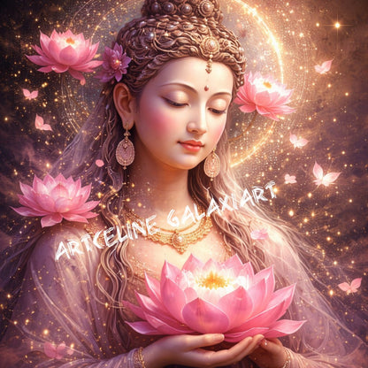 Bouddha La Mère du Lotus – Compassion Sacrée | Diamond Painting Premium Galaxiart