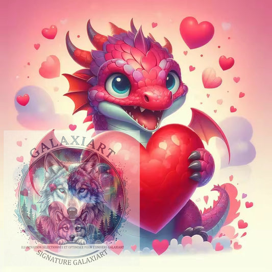🪐 Dragon Kawaii Amour | Diamond Painting Premium Galaxiart - Collection Signature
