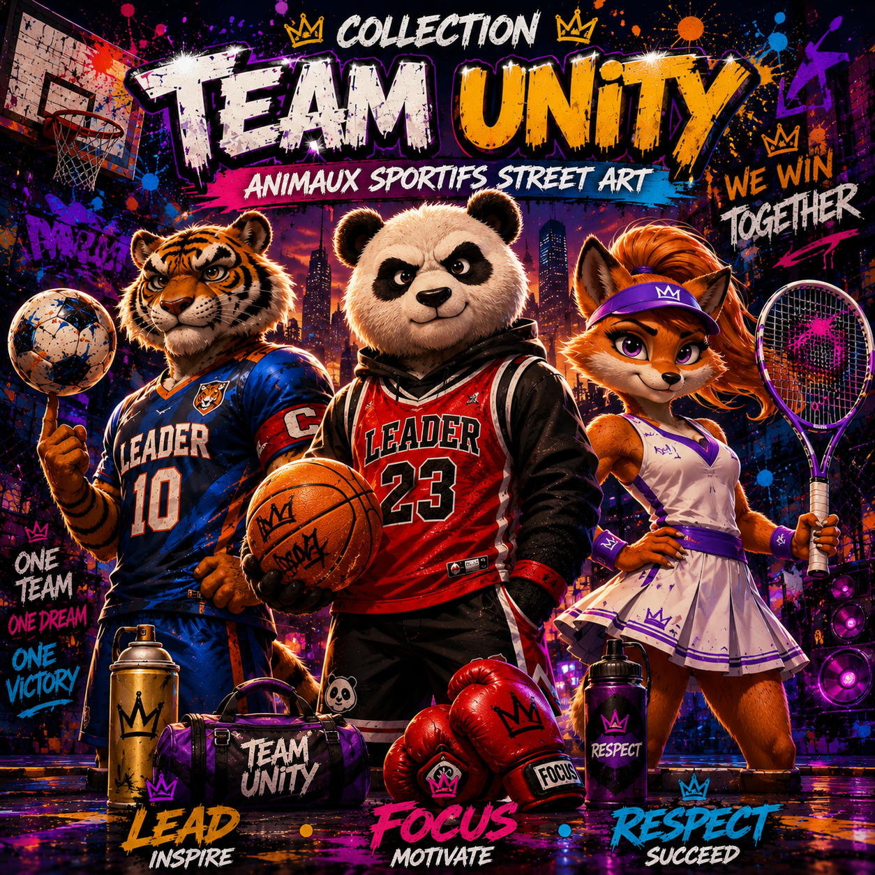 Collection Team Unity – Animaux Sportifs Street Art | Diamond Painting Premium Galaxiart
