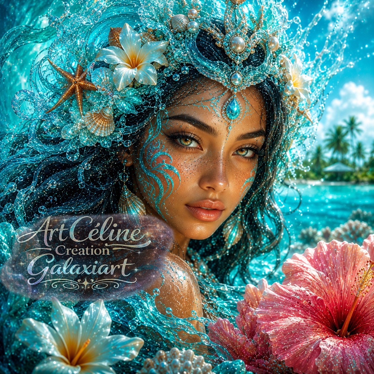 Royaumes Sacrés des Océans Tropicaux - Déesses, Créatures Mythiques & Légendes des Profondeurs | Diamond Painting Premium Galaxiart