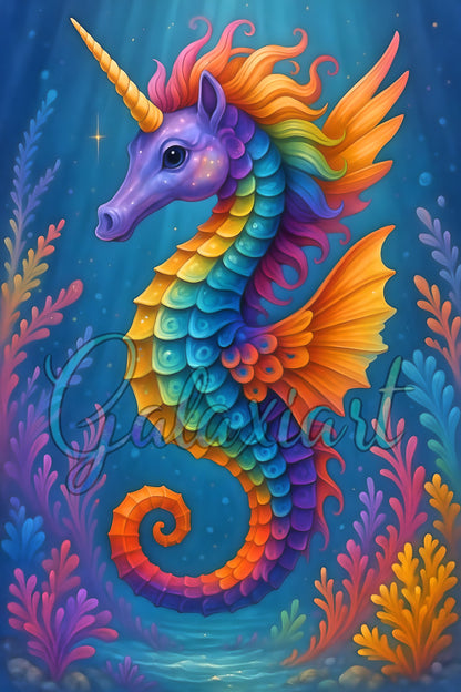 Hippocampe licorne multicolore