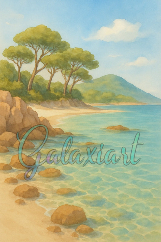 Calme d’une crique sauvage et pins maritimes – Corse