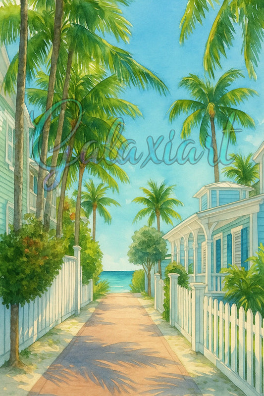 Promenade paisible entre les maisons colorées à Key West