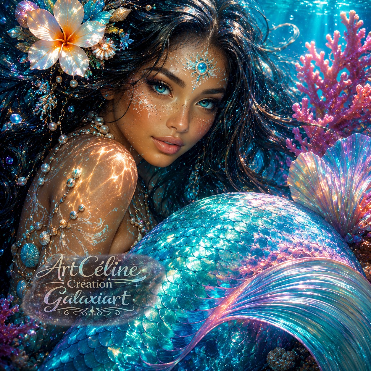 Royaumes Sacrés des Océans Tropicaux - Déesses, Créatures Mythiques & Légendes des Profondeurs | Diamond Painting Premium Galaxiart