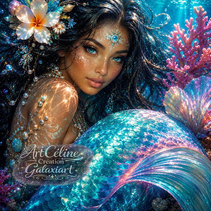 Royaumes Sacrés des Océans Tropicaux - Déesses, Créatures Mythiques & Légendes des Profondeurs | Diamond Painting Premium Galaxiart