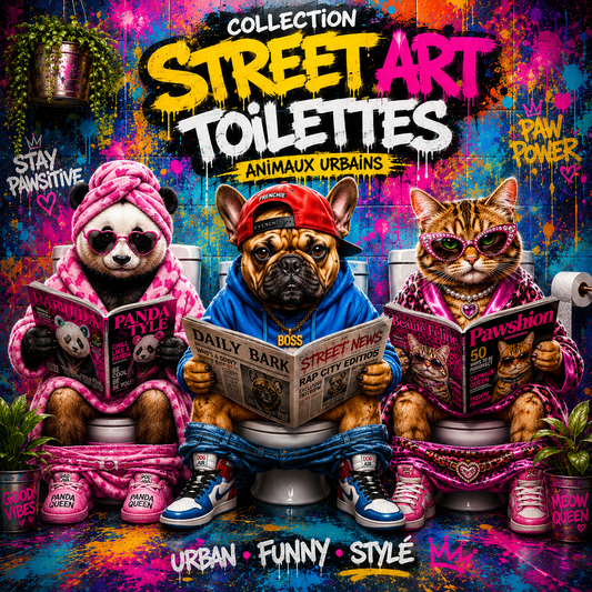 Collection Street Art Toilettes – Animaux Urbains | Diamond Painting Premium Galaxiart