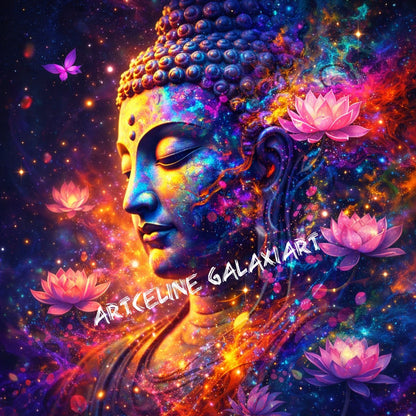 🪐Bouddha Éveil Cosmique – L’Âme en Couleurs| Diamond Painting Premium Galaxiart