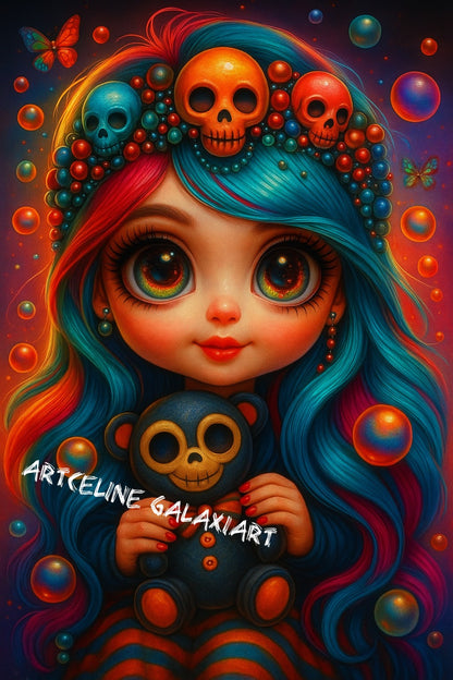 Fillette Enchantée – Monde Féérique | Diamond Painting Premium Galaxiart