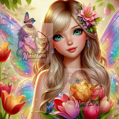 Fée des Tulipes – Éveil Printanier | Diamond Painting Premium Galaxiart - Collection Signature