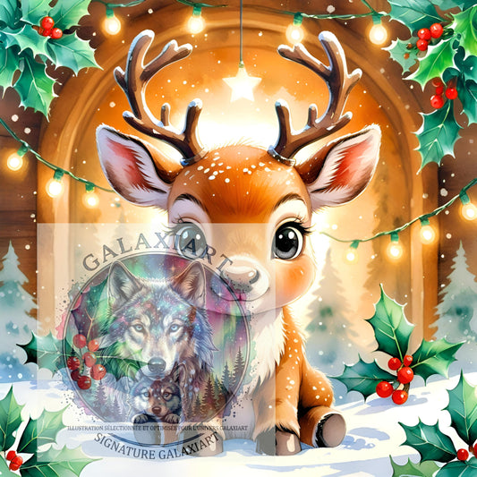 🪐 Petit Renne des Neiges  | Diamond Painting Premium Galaxiart - Collection Signature