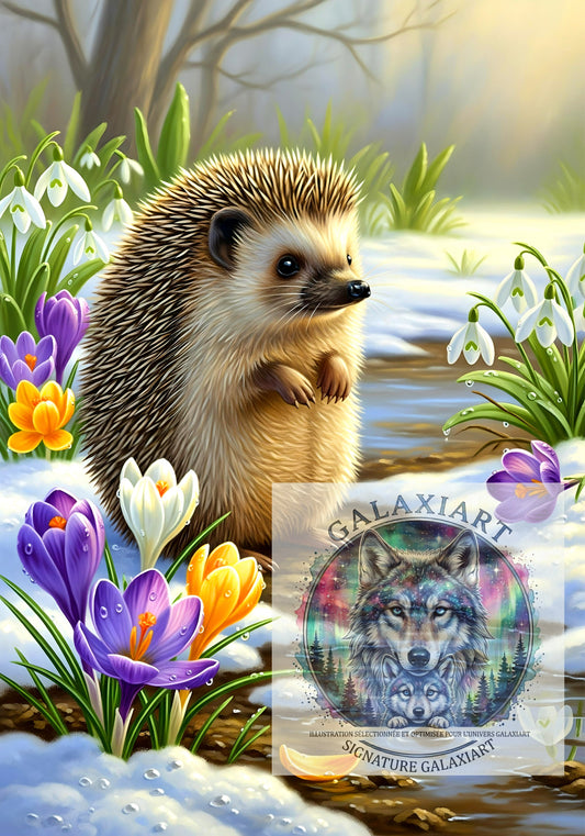 🪐Hérisson Douce Rencontre au Bord de l’Eau | Diamond Painting Premium Galaxiart  - Collection Signature