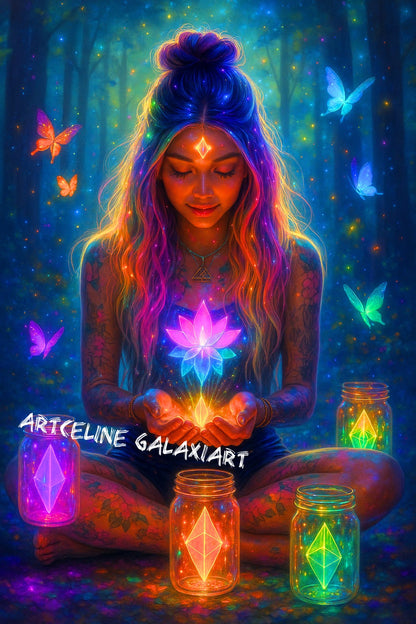 La Gardienne des Lumières – Magie Intérieure | Diamond Painting Premium Galaxiart