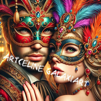 Masques de Venise – Union Secrète & Passion Éternelle | Diamond Painting Premium Galaxiart